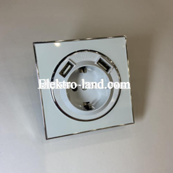 Розетка одинарная с  заземлением и USB RIGHT HAUSEN Laura белая